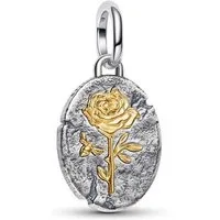 Pandora Charm-Einhänger PANDORA Talisman Rose Medaillon-Charm, 925er Silber, IP Gold