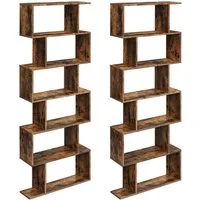 VASAGLE Bücherregal, 2-tlg., Standregal, Büroregal, 6 Fächer, Holzwerkstoff, 70x190,5x24cm (BxHxT)