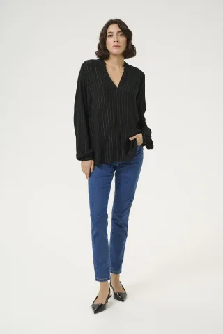 Langarm-Bluse Regular fit Black