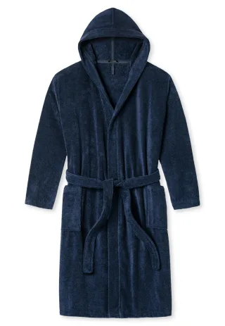 SCHIESSER - Bademantel mit Kapuze navy - Gr. - M