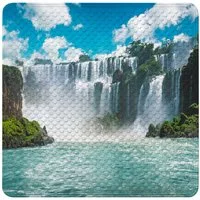 Sanilo Duschmatte Wasserfall, rutschfeste & sichere Badematte, hochwertig, mit Motiv, Kunststoff PVC, quadratisch, 230 extra starke Saugnäpfe, 53 x 53 cm, waschbar
