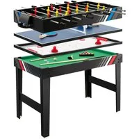 COSTWAY Kickertisch, 4 in 1 Tischkicker mit Billard, Push Hockey, Tischtennis