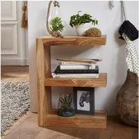 FINEBUY Beistelltisch SuVa2398_1 Massivholz E- Cube Ablage Stand Bücher Regal 44x60x30 (MUMBAI Massivholz 60 cm hoch E Cube), Kleiner Wohnzimmertisch, Sofatisch Anstelltisch