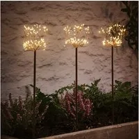 Lights4fun LED Gartenleuchte 3er Set Micro LED Stableuchten