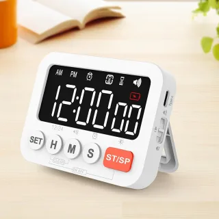 LED Digital Display Alarm Clock Timer Clock Timer Kitchen Baking Countdown Timer Time Reminder with 4 Brightness Levels