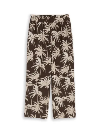 Denim Tom Tailor - Crinkle Culotte Hose brown palmtree print - Gr. - L