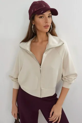 Lockeres Fit Kapuzensweatshirt mit Reißverschluss
