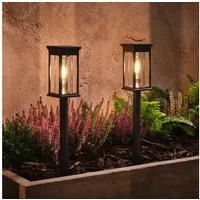 Lights4fun LED Gartenleuchte 2er-Set "Cragside" Solar-Gartensteckleuchten mit warmweißer LED