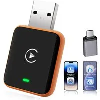 ibettertec 4-in-1-Adapter für kabelloses CarPlay, AirPlay, Dashcam (Android Auto und Android Miracast Auto, Kompatibel mit Android Miracast und Apple AirPlay, USB-A,Mit iPhone 6 and Android 11 and Above mit Wired CarPlay Autos)