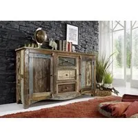 Massivmoebel24 Sideboard NATURE OF SPIRIT (Massivholz), Altholz 150x38x85 mehrfarbig lackiert NATURE OF SPIRIT #05