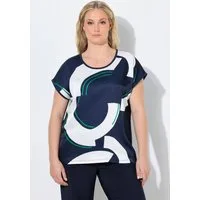 Ulla Popken T-Shirt T-Shirt Kreise Oversized Rundhals Halbarm