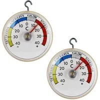 Lantelme Kühlschrankthermometer selbstklebend mit Haken Gefrierschrank Kühlschrank Thermometer Analog, Spar-Pack 2-tlg., Wählbar 2 oder 5 Stück, mit Metallhaken und Klebepad, Deutsche Herstellung, Temperaturanzeige + - 40°C