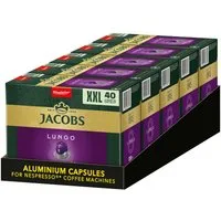JACOBS Kaffee Kapseln Lungo 8 Intenso XXL-Pack 5 x 40 Nespresso®* kompatibel, (Packung, 5er Pack)