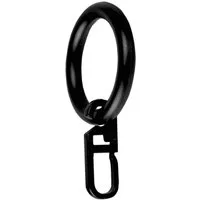 Bestlivings Gardinenstange, 1-läufig, Gardinenring - schwarz - Ø28mm, Gardinenring (silber) Ø40mm , Gardinenringe Ø40mm inkl. Faltenleghaken