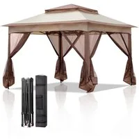 LALAHO Faltpavillon 3.3 x 3.3 x 2.65M Pavillon Gartenzelt Gartenpavillon mit Seitenwänden, mit 4 Seitenteilen, Pop-up-Zelt mit Transporttasche, mit 4 Seitenteilen, für Garten, Balkon