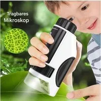 Montegoni Kinder Handmikroskop 50–300X LED Tragbar Lernspielzeug Kindermikroskop (Handmikroskop mit LED, 50–300X, Lernspielzeug für Kinder)