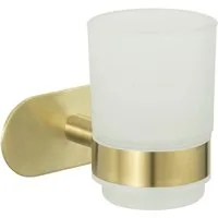 WENKO Zahnputzbecher Turbo-Loc® Uno Orea, mit Wandhalterung ohne Bohren, Edelstahl, satiniertes Glas