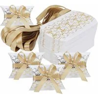 Agger Geschenkbox 50 Stück Print Kissen-Form-Hochzeits-Geschenkboxen,Süßigkeiten-Box, für Geburtstag Valentinstag Hochzeiten Weihnachten Neujahr