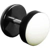 viva-adorno Fake-Ear-Plug 1 Stück Ohrstecker Edelstahl Acryl schwarz, mit farbig emaillierter Front