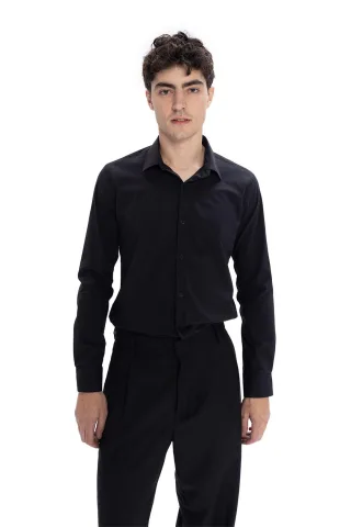 Slim Fit Popeline Hemd mit Knopfverschluss