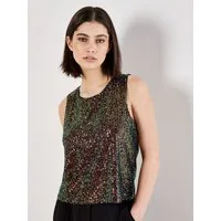 Apricot Crop-Top Kurztop mit Pailleten