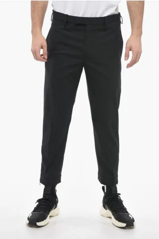 Slim Fit JAMIE Chinohose mit Knöchelreißverschlüssen in Schwarz
