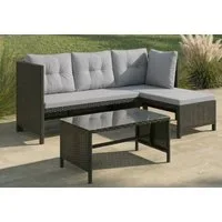 Home Collective Gartenlounge-Set Lounge Möbel Outdoor Sofa Gartenmöbel Outdoormöbel Polyrattan schwarz, 180x120x63,5 cm (BxTxH), mit Tisch, inkl. Polster & Kissen, Grau