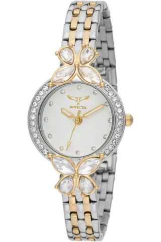 Invicta Wildflower 69097 Damenuhr - Quarzwerk - Metall mit weißem Zifferblatt - 30 mm