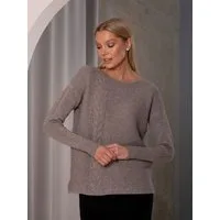 Passioni Strickpullover mit Rundhalsausschnitt und Zopfstrickdetail