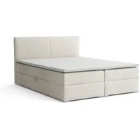 Deine Möbel 24 Boxspringbett LINA Polsterbett Kompletbett Matratzen H3 / H4 (inkl. Topper und Bettkasten, 1-St., Bouclé-Bezug, Farben: Weiß, Creme, Hellgrau, Grau, Schwarz), 140x200 160x200 180x200 200x200