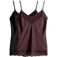 The Set Trägertop The Set Satin-Tops mit Spitze, 2er-Pack (2-tlg)