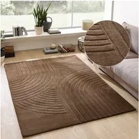 OTTO home Wollteppich Gabbo Design, Handgefertigt, Teppich, reine Wolle, rechteckig, Höhe: 14 mm, Hoch-Tief-Effekt, reine Wolle, Scandi-Look, Naturfaser