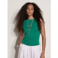 Apricot Shirttop Crop-Top mit feinem Rippstrick
