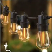 Quntis Lichterkette outdoor strom 16/31m led lichterkette für außen erweiterbare, lichtkette terasse Balkonlampen Gartenlampen biergarten lichterketten