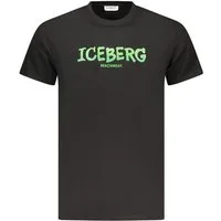 ICEBERG T-Shirt Herren Kurzarm T-Shirt Schwarz mit Vertikal Druck