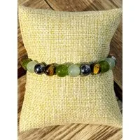 The Beauty House Armband Edelstein Armband – Natursteinarmband mit Tigerauge, Jade & Hämatit, Hochwertige Natursteine für Harmonie, Energie & Schutz