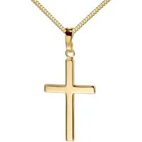 JEVELION Kreuzkette Kreuzanhänger 333 Gold - Made in Germany (Goldkreuz, für Damen und Herren), Mit Kette vergoldet- Länge wählbar 36 - 70 cm oder ohne Kette.