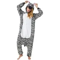 Katara Partyanzug Zoo Wilde Tiere Jumpsuit Kostüm Erwachsene S-XL, Karneval - Kostüm, Kigurumi - Zebra schwarz/weiß M (155-165cm)
