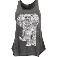 Guru-Shop T-Shirt Tanktop mit Elefant Retrodruck, Yogatop -.. Festival, Ethno Style, Hippie, alternative Bekleidung