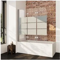 Boromal Badewannenaufsatz 3 teilig Faltwand Duschwand für Badewanne faltbar Badewannenfaltwand, Schwarz Chrom Milchglas Aluprofile, (Badewannenaufsatz Schwarz Weiß Chrom Milchglas, 120x140, 130x140, 140x140, 150x140, 160x140cm), Sicherheitsglas