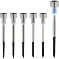 relaxdays LED Solarleuchte Solarlampen Set, LED, kaltweiße LED, Kaltweiß, 6er Pack