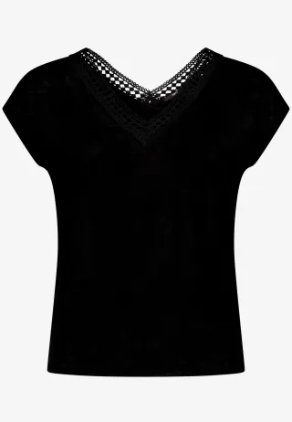 zero - T-Shirt mit Spitze Black Beauty - Gr. - 38