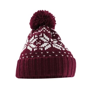 Beechfield - "Snowstar" Mütze für Herren/Damen Unisex (Burgunderrot/Weiß)