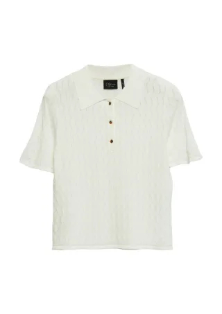 s.Oliver BLACK LABEL - Kurzärmeliges Strick-Poloshirt weiß - Gr. - 40