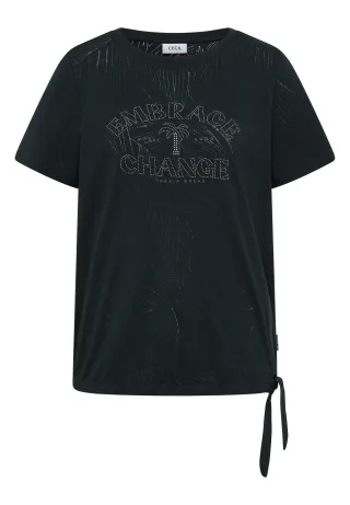 CECIL - Shirt im Ausbrenner-Look mit Wording palm breeze green - Gr. - S