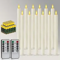 OZAVO LED-Kerze LED Stabkerzen mit Fernbedienung 12pcs Warmweiß (Flammenlose Tafelkerzen mit Timerfunktion, Tropffreie Tafelkerzen mit 24 Batterien), für Weihnachtsdeko, Zimmer Deko, Hochzeit und Party