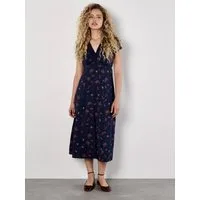 Apricot Midikleid Blumenkleid mit romantischem Spitzenbesatz