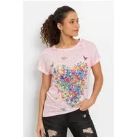 bonprix T-Shirt toller Materialmix, überschnittene Schultern, hinten länger