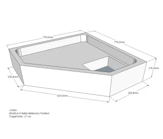 Neuesbad Wannenträger für Bette Caro 80x80x6,5 Fünfeck SD22004