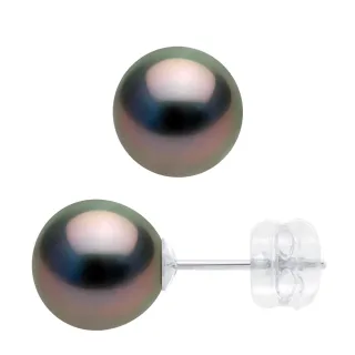 Ohrringe - Weißgold 375 - Echte Tahiti-Zuchtperlen rund 8-9 mm
